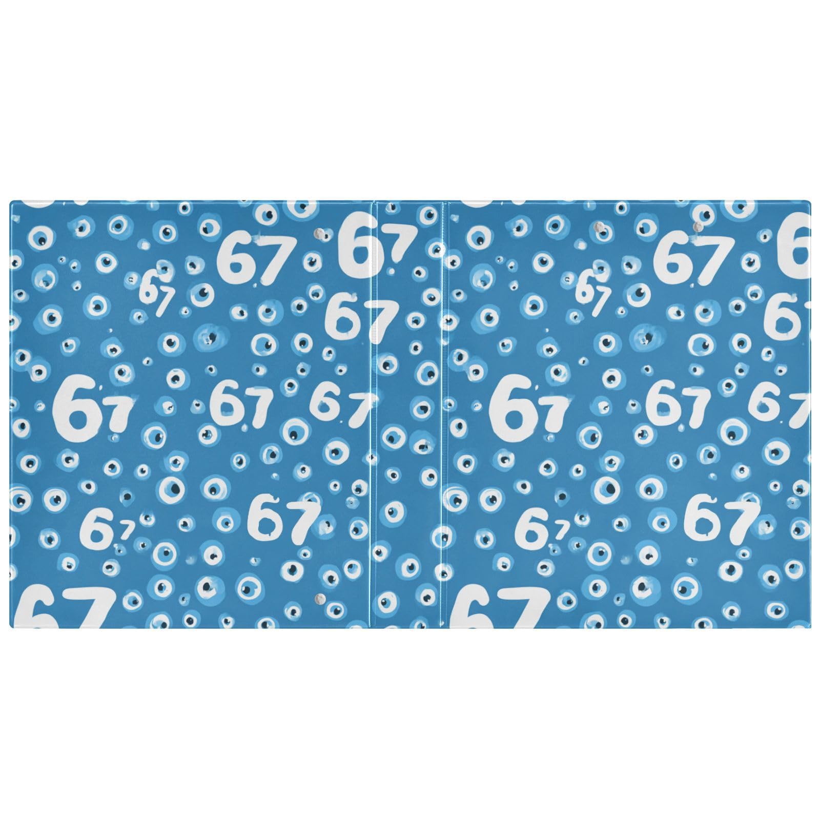 Kcldeci Raccoglitore a 3 anelli con copertina rigida, 67 numeri con occhi malvagi, anelli rotondi da 3,8 cm, con tasche interne, per scuola, ufficio, ricette, raccoglitori, confezione da 2