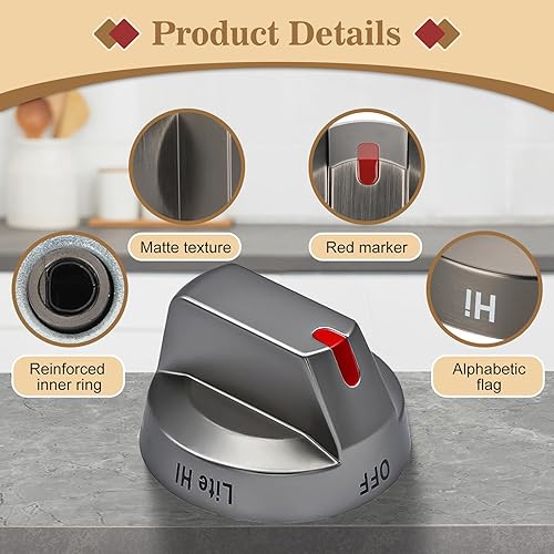 Miniatura 3 de DG94-03500AZ (5 piezas) negro para reemplazo de perilla de estufa Samsung, DG94-03500X para reemplazo de perillas de estufa de gas Samsung,