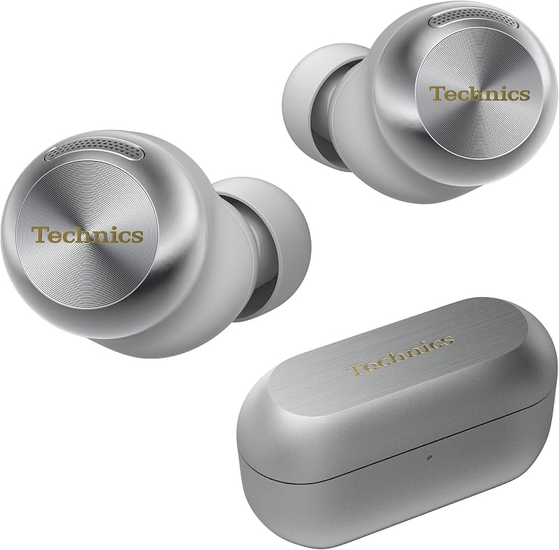 auriculares inalámbricos de alta fidelidad Technics Reference Class, Dolby Atmos con seguimiento de cabeza, cancelación de ruido adaptativa, multipunto de 3 dispositivos, batería de 10 horas, carga inalámbrica, ajuste mejorado, EAH-AZ100-S (plateado) | Seguimiento de cabeza, cancelación de ruido adaptativa, multipunto de 3 dispositivos, 10 horas, ajuste mejorado, EAH-AZ100-S