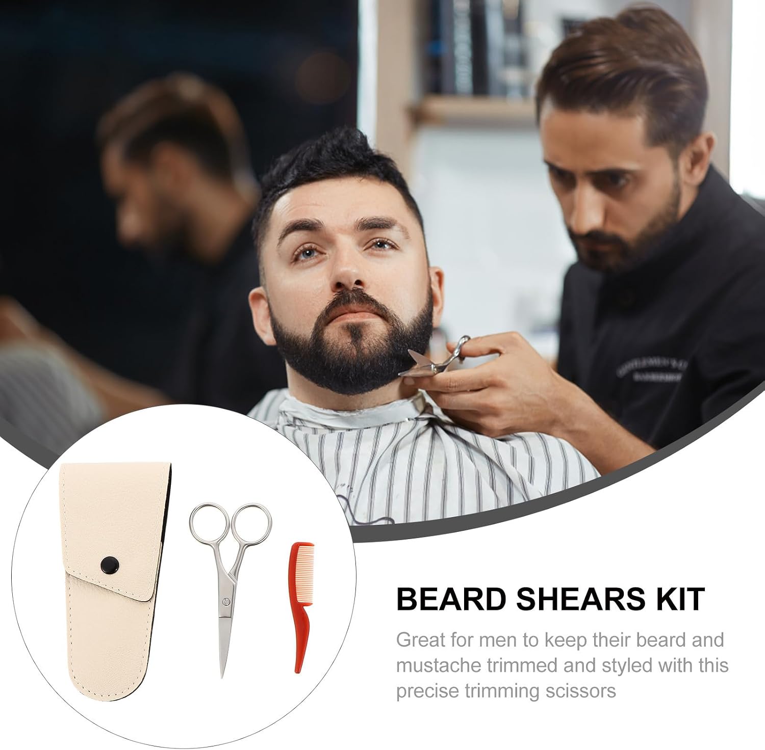 Beard and Mustache Scissors Set with Comb Stainless Steel