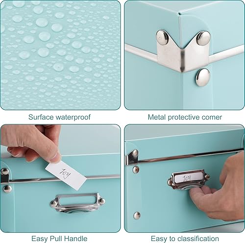 Miniatura 5 de HYUNLAI - Paquete de 4 cajas de almacenamiento decorativas con tapa con asas cierre de pernos a presión a prueba de humedad plegables para ahorrar