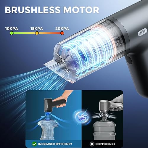 Miniatura 2 de Apical Life EV1395 - Aspiradora de mano inalámbrica - 75 W 12000 Pa fuerte succión, 14-24 minutos de funcionamiento, contenedor de polvo de 0.14 L,