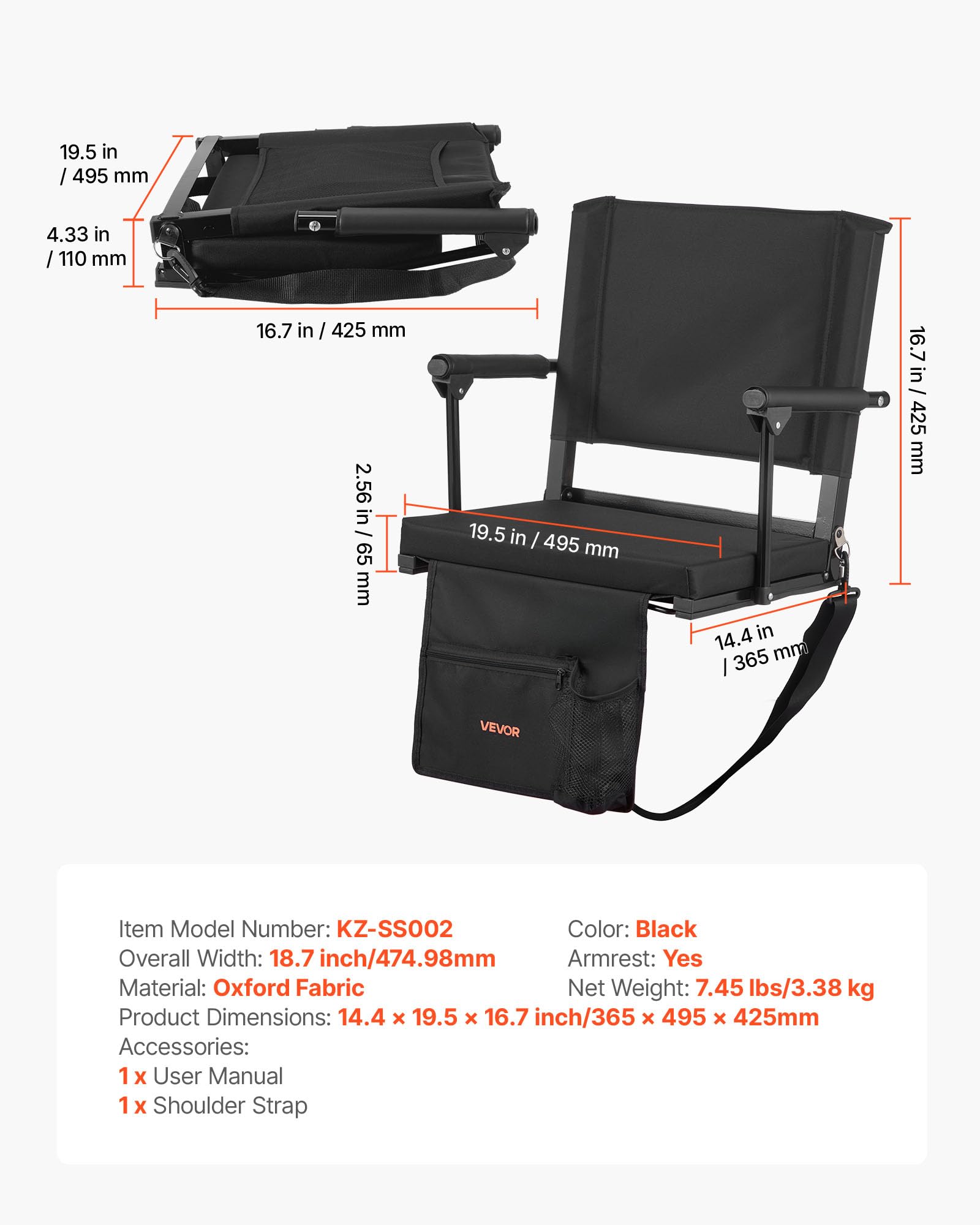 VEVOR Siège de Stade Pliable