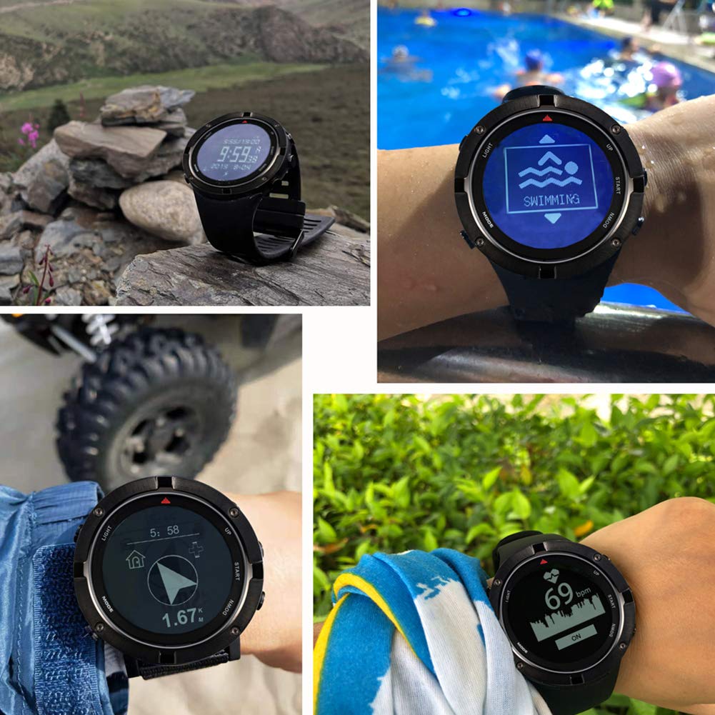 Reloj para Exteriores con Frecuencia Cardíaca GPS, Reloj Deportivo De Triatlón, Reloj para Exteriores, Altímetro, Barómetro, Reloj, Monitor De Frecuencia Cardíaca