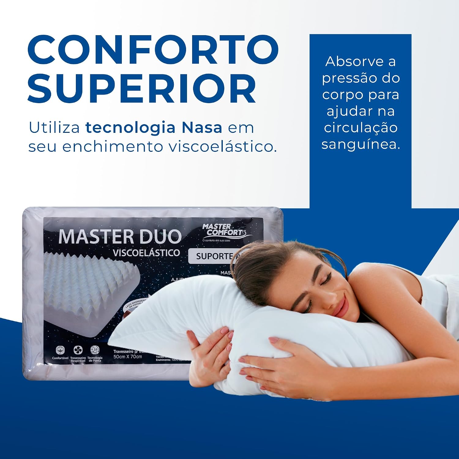 Travesseiro Nasa Master Duo Suport Alto Master Comfort
