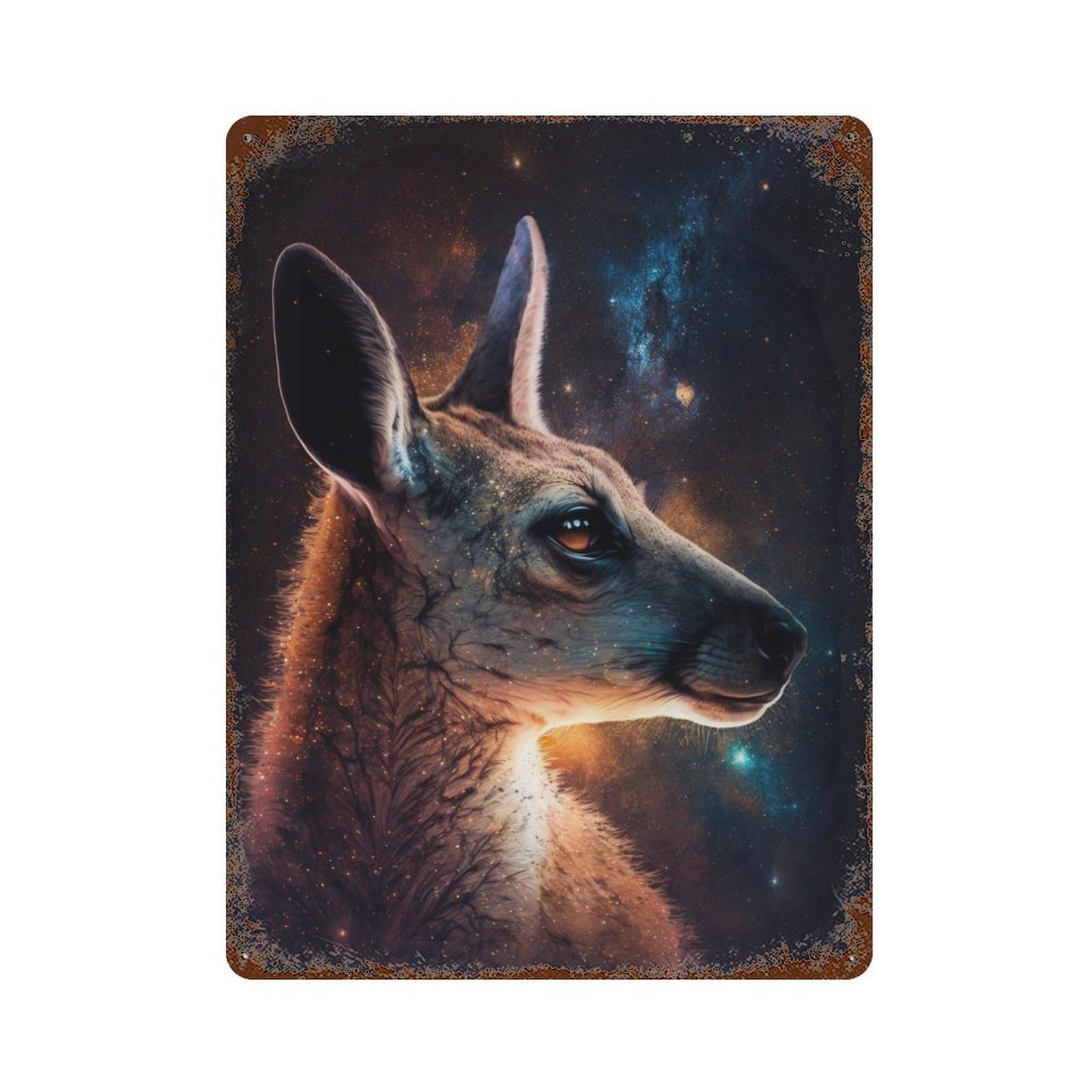 Kangaroo in Space Retro Metal Sign 15.7"x11.8", for Bistro, Counter And Cafe Decor, Rustic Home Decor