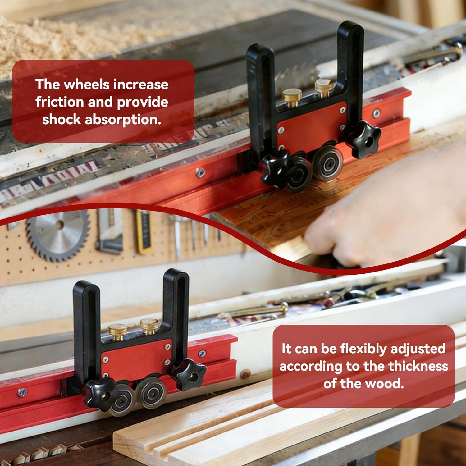 Bearing Roller Featherboards, Featherboards for Table Saw Cutting, Router Tables and Band Saws Jig Guide, Precise Cutting and Enhanced Safety with Featherboards for Table Saw Accessories