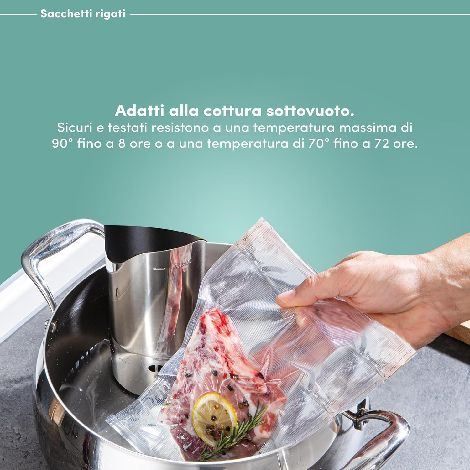 SACCHETTI SOTTOVUOTO PER ALIMENTI GOFFRATI ROTOLO H.30 MT.6 2 ROTOLI SACCHETTI SOTTOVUOTO PER ALIMENTI GOFFRATI ROTOLO H.30 MT.6 2 ROTOLI