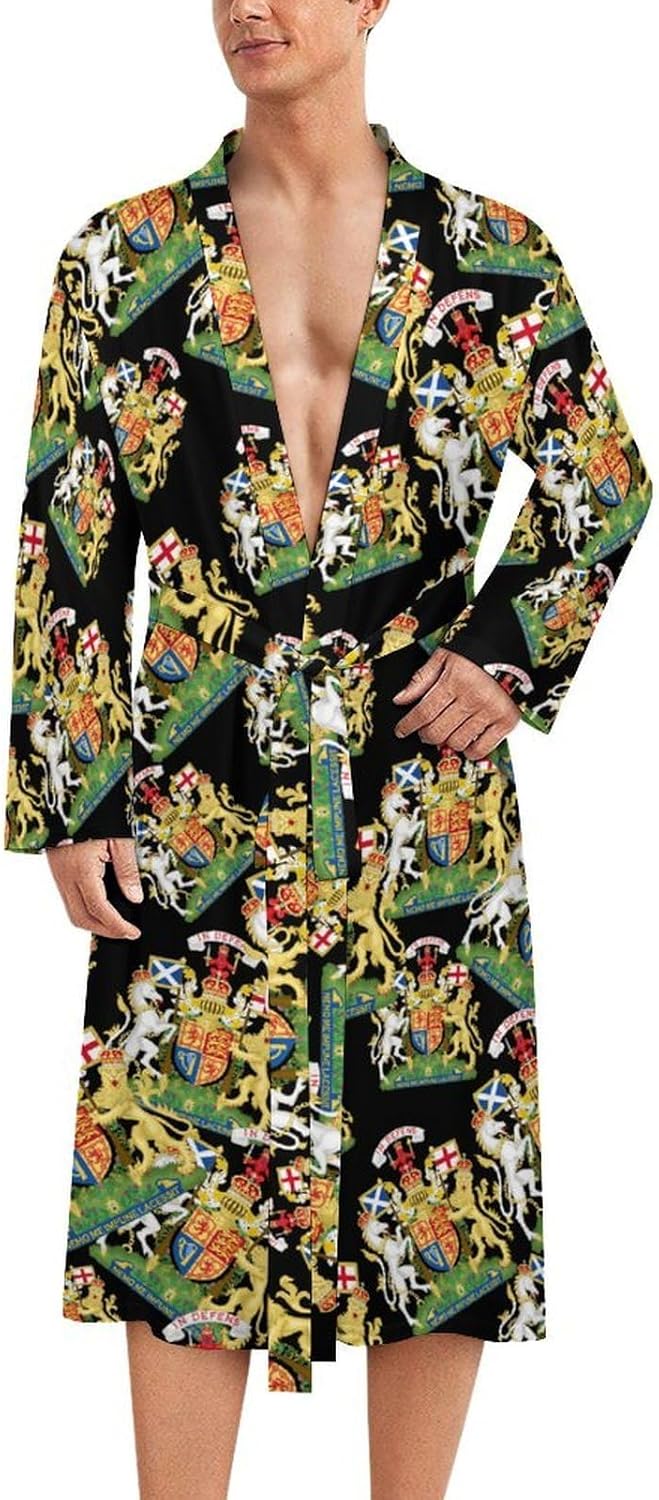 Coat of Arms of The United Kingdom in Scotland Mens Robe Long Bathrobe for Women Bath Robes Lightweight Soft Sleepwear