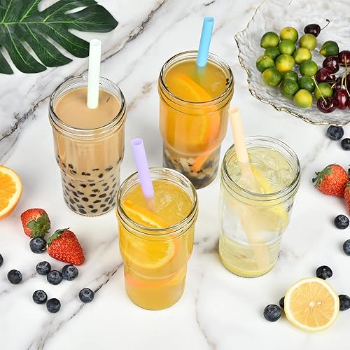 Miniatura 4 de ALINK 100 popotes de plástico jumbo, popotes desechables de varios colores anchos para batidos, Boba, té de burbujas, perlas de tapioca, 8.5