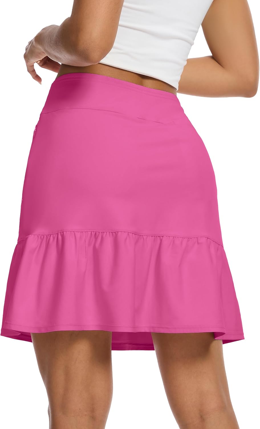 M MOTEEPI Women's Skort with Zipper Pockets Knee Length Golf Tennis Skirts Hight Waist Athletic Workout Clothes