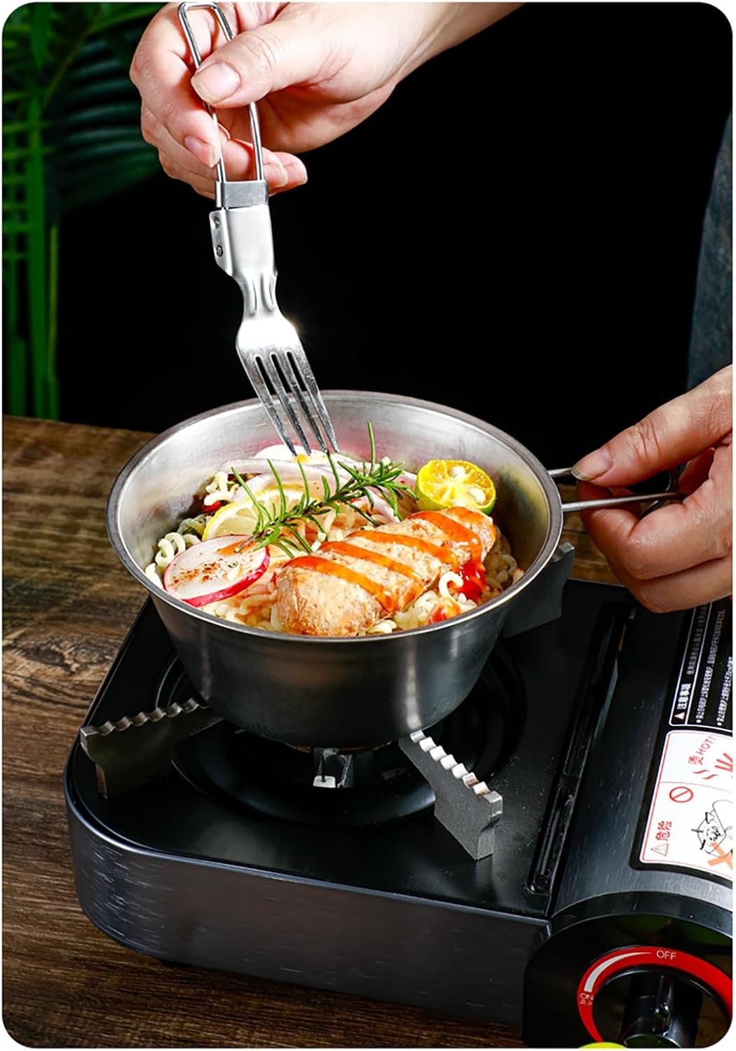 FAIRE Camping Pot for Outdoor Grill Camping Cookset, Camping Tea Kettle, Portable Backpacking Pot, Open Fire Cookware Round, for Travel Backpacking Kitchen