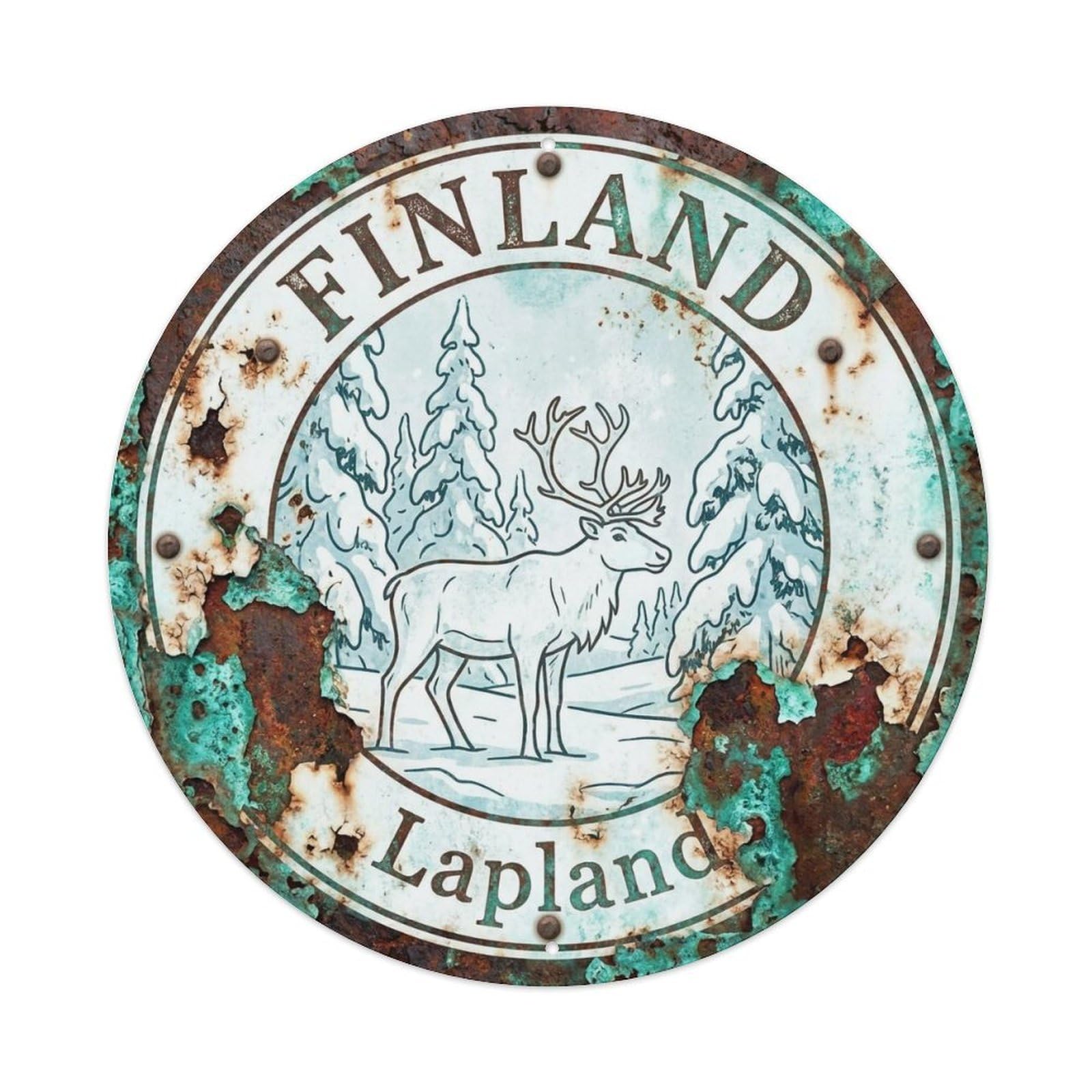 Vintage Travel Finland Legacy Metal Tin Sign Plaque Wall Decor for Cafe, Club, Garden Round Metal Poster 8x8Inch