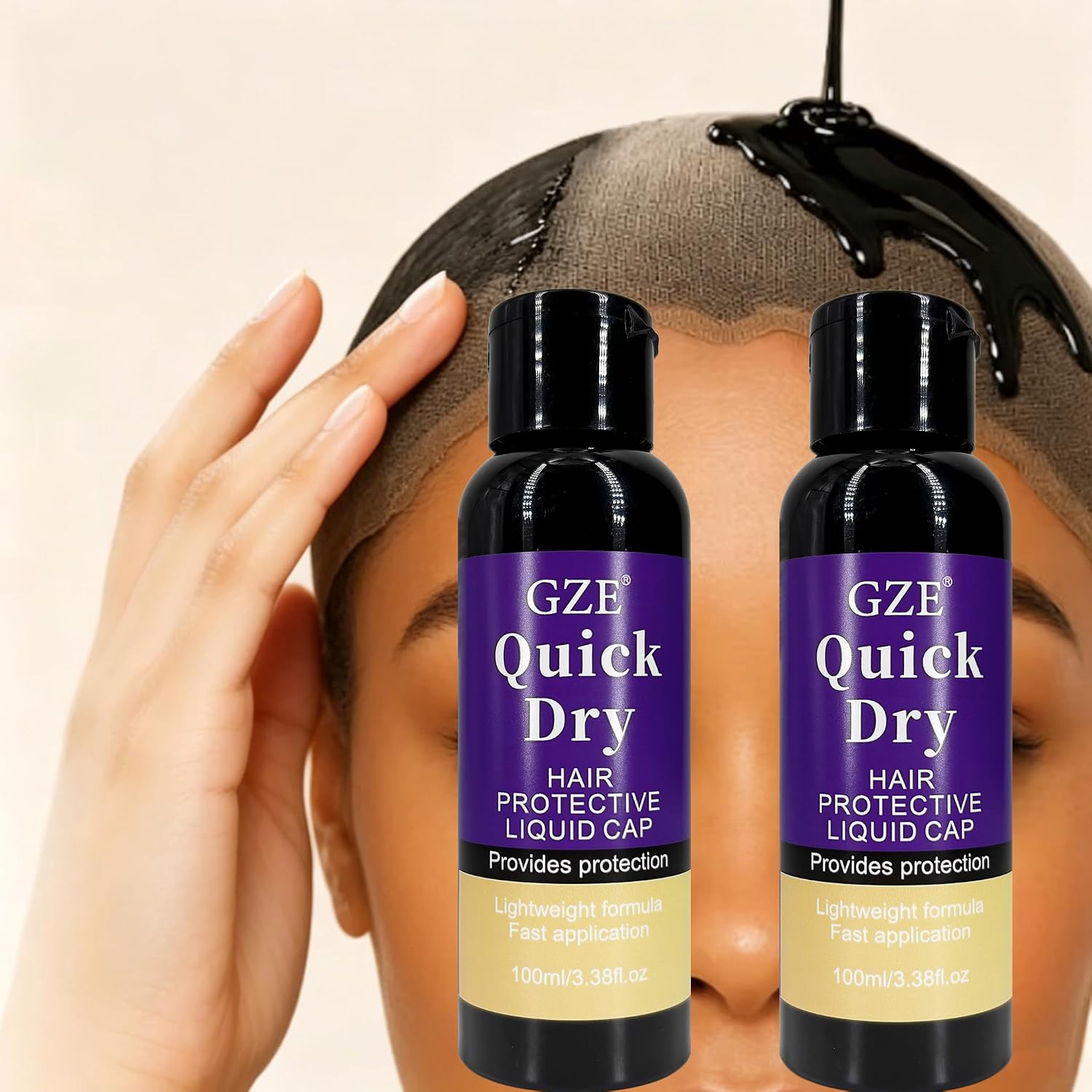 GZE Quick Dry Hair Protective Liquid Cap for Wigs, Pre-Wig Application Scalp & Hair Shield, Lightweight Invisible Barrier with Fast-Drying Protective Shield Bond for Quick Weave