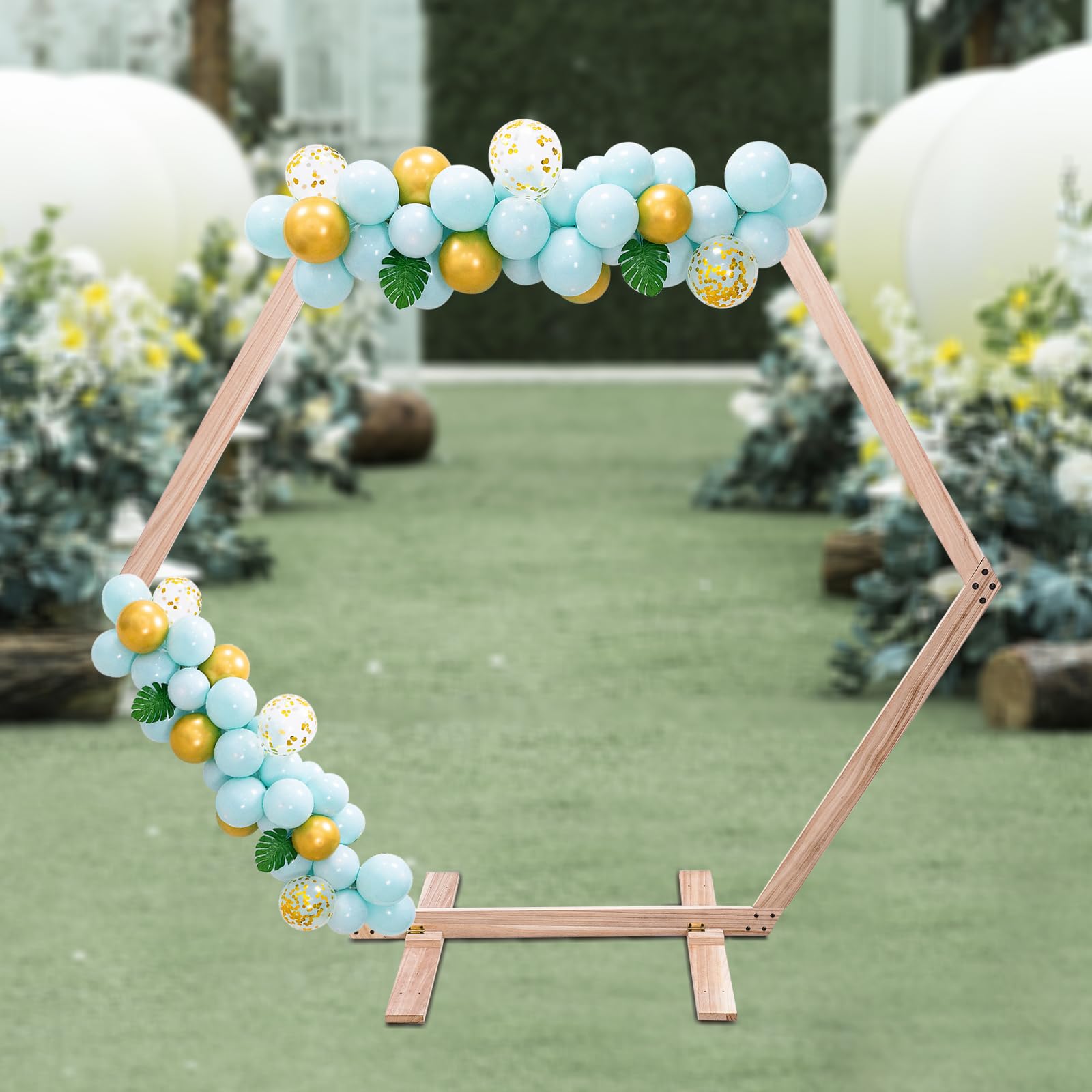 Hochzeitsbogen Hexagon Holz, Hochzeit Bogen Sechseckige für Outdoor, Indoor | holz hochzeitsbogen hochzeit bogen sechseck hintergrundständer für garten hochzeit party zeremonie