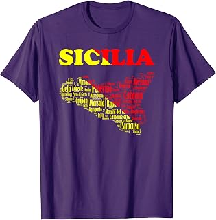 Sicily Souvenir with map and Names of Sicilian Cities, Italy T-Shirt