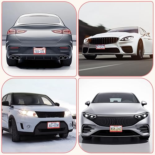 Vista 34 de Paquete de 2 marcos de matrícula brillantes para mujer, accesorios de automóvil con diamantes de imitación brillantes con tapas de cristal con Blanco