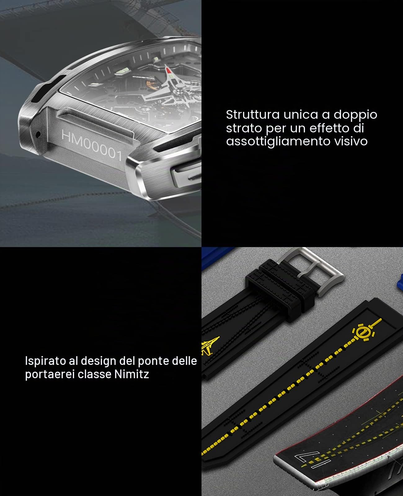CIGA Design EDGE Edizione Portaerei Orologio Meccanico Automatico Scheletrato Tonneau