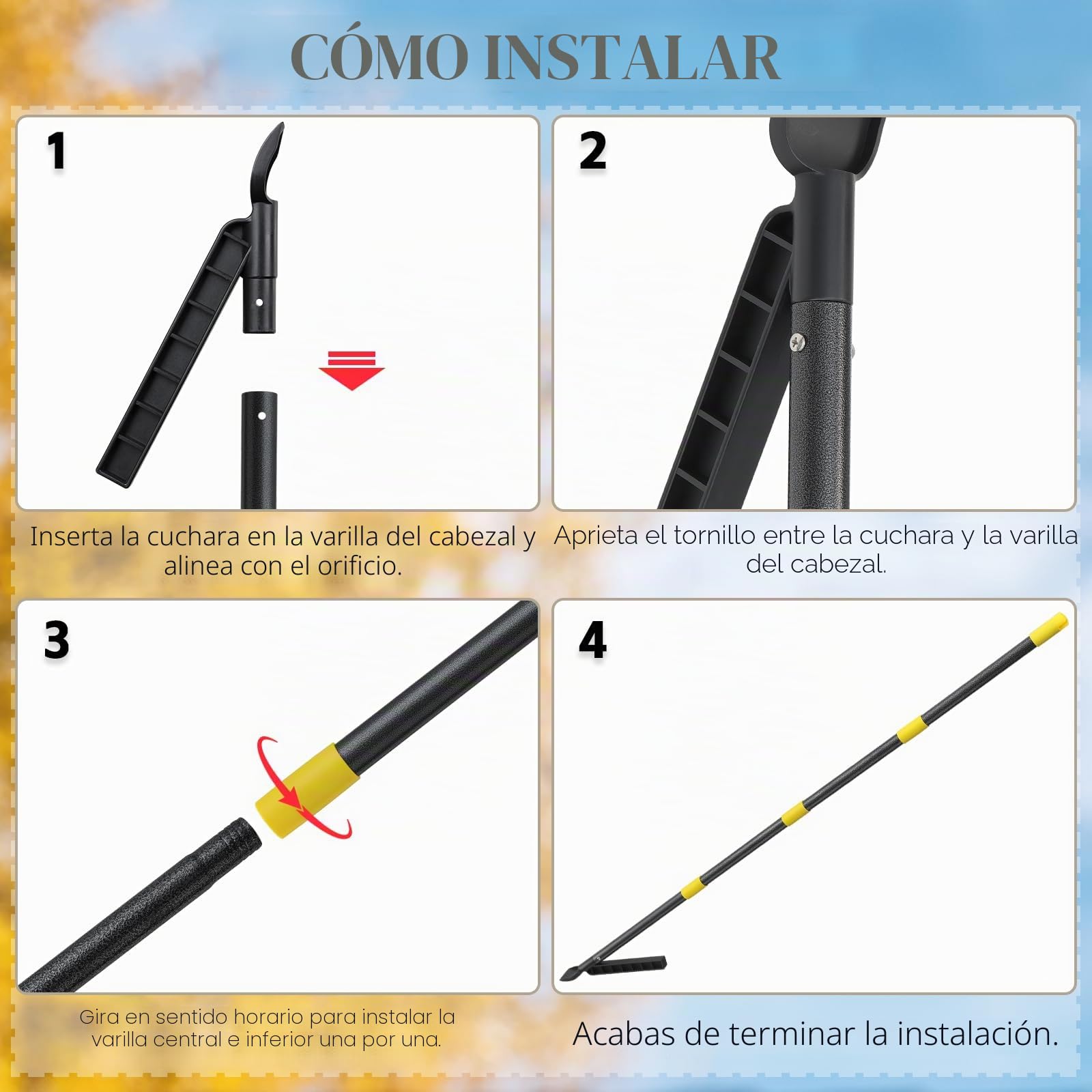 Herramienta de limpieza de canalones con poste extensible de 235 cm, herramienta de limpieza de canalones de lluvia, cuchara y recogedor para limpieza de hojas de canalones de techo