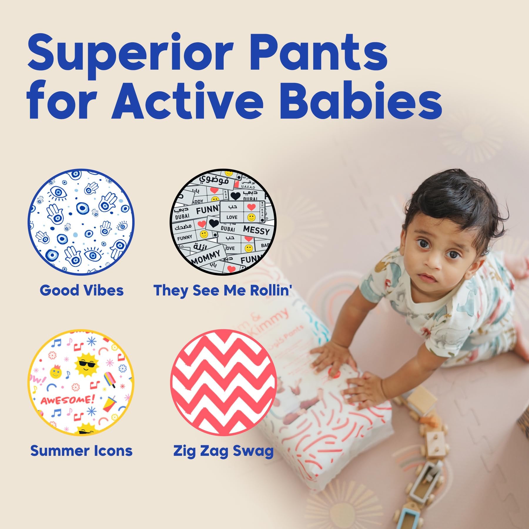Kim & Kimmy Eco Diaper Pants, Size 5, 26-38 lbs, 42 Pants - 12 Hour Leak Protection, No Rashes, Hypoallergenic, Ultra-Soft & Highly Absorbent - Cruelty Free & Vegan - Good Vibes