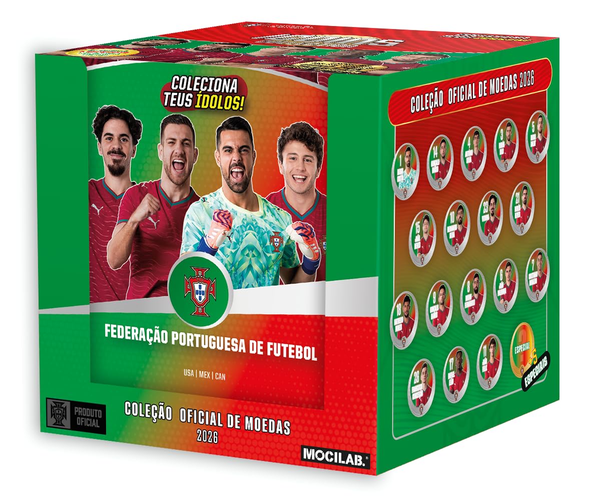 Selección Portuguesa de Fútbol - Pack 11 Sobres de Monedas Coleccionables Sorpresa - Blind Box Coin Collection con Jugadores Oficiales - Ideal para Fans y Coleccionistas.