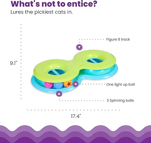 Miniatura 3 de Catstages Infinity Ball Track para gatos con dos bolas, incluyendo una bola iluminada, figura 8 en forma de pista compatible con juguetes Topper,