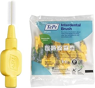 TePe Interdentalbürste, Extra Soft, Gelb, 0,7 mm/ISO 4, 20 Stk., Plaque-Entfernung, effiziente Reinigung der Zahnzwischenräume, für mittelgroße Lücken