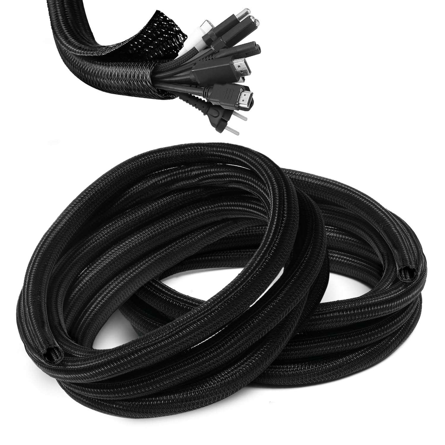 ZAVIA Cable Tidy Sleeve, Black, Pack of 2
