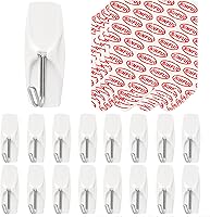 Vista 1 de Wire Hooks for Wall Medium 16 Hooks, Heavy Duty Wall Hooks with 16 Strips, Damage Free Adhesive Hooks for Key Holder, Coat, Door, Shower Hanging