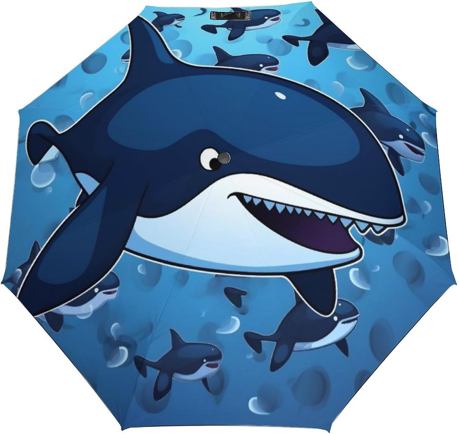 Windproof Travel Umbrella Blue Killer Whale Folding Small Sun Umbrella Lightweight Small And Compact Suit for Pocket