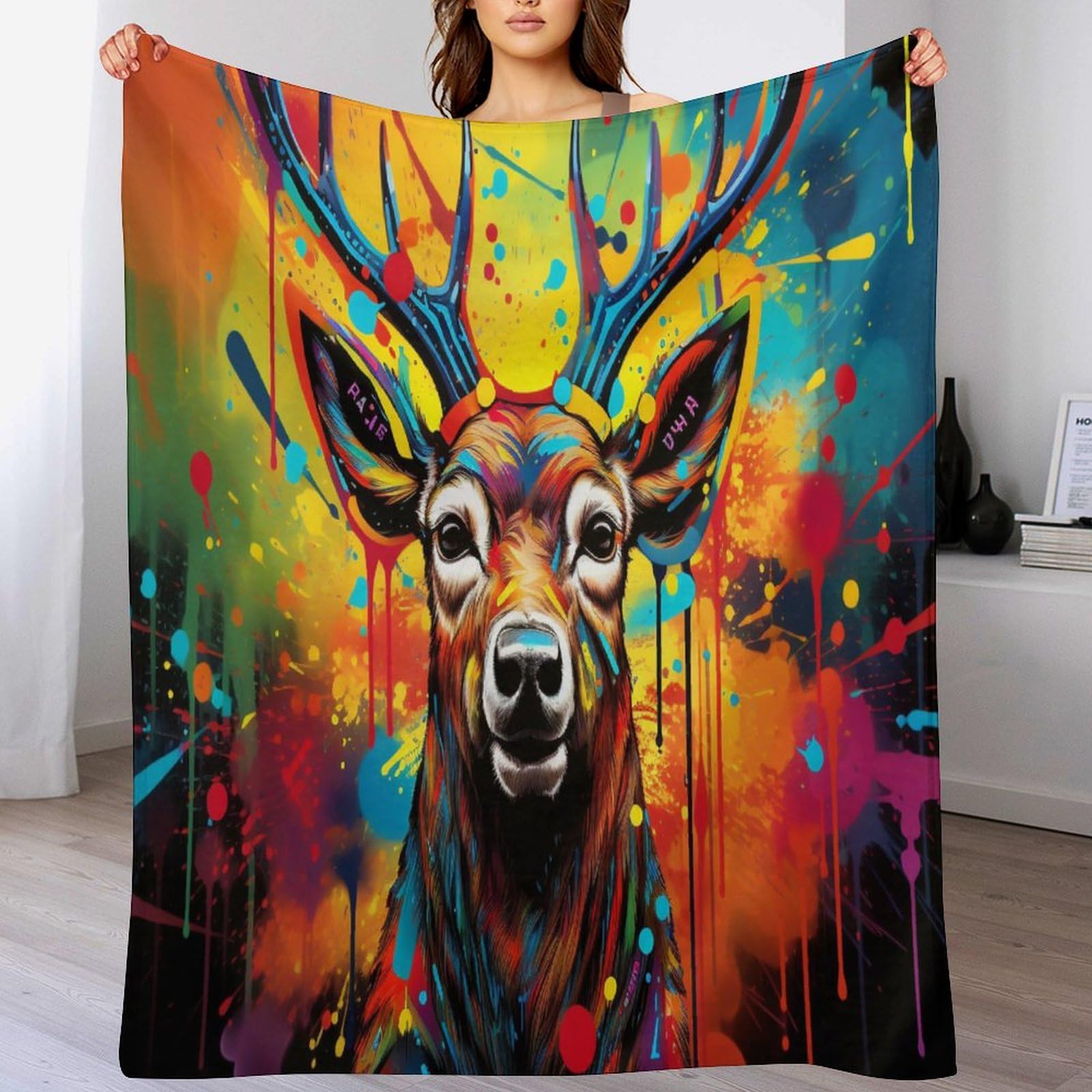 Couverture cerf impression numérique pour vos soirées cocooning sur le canapé
