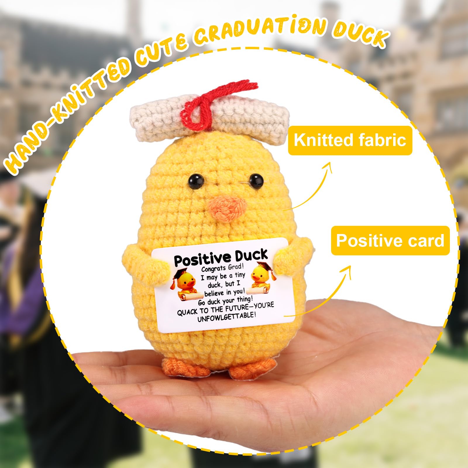 Positive Häkel-Ente – Handgehäkeltes Motivations-Geschenk Mit Karte, Für Kinder & Erwachsene