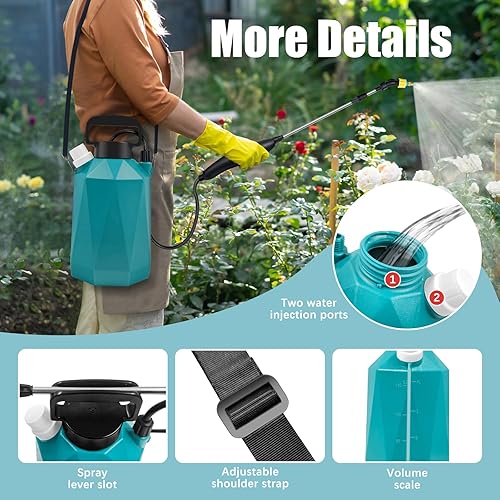 Miniatura 4 de Battery Powered Garden Sprayer, Electric Pump Sprayer 1 Gallon with 3 Nozzles, USB Rechargeable Handle, Telescopic Wand, Portable Water Sprayer with