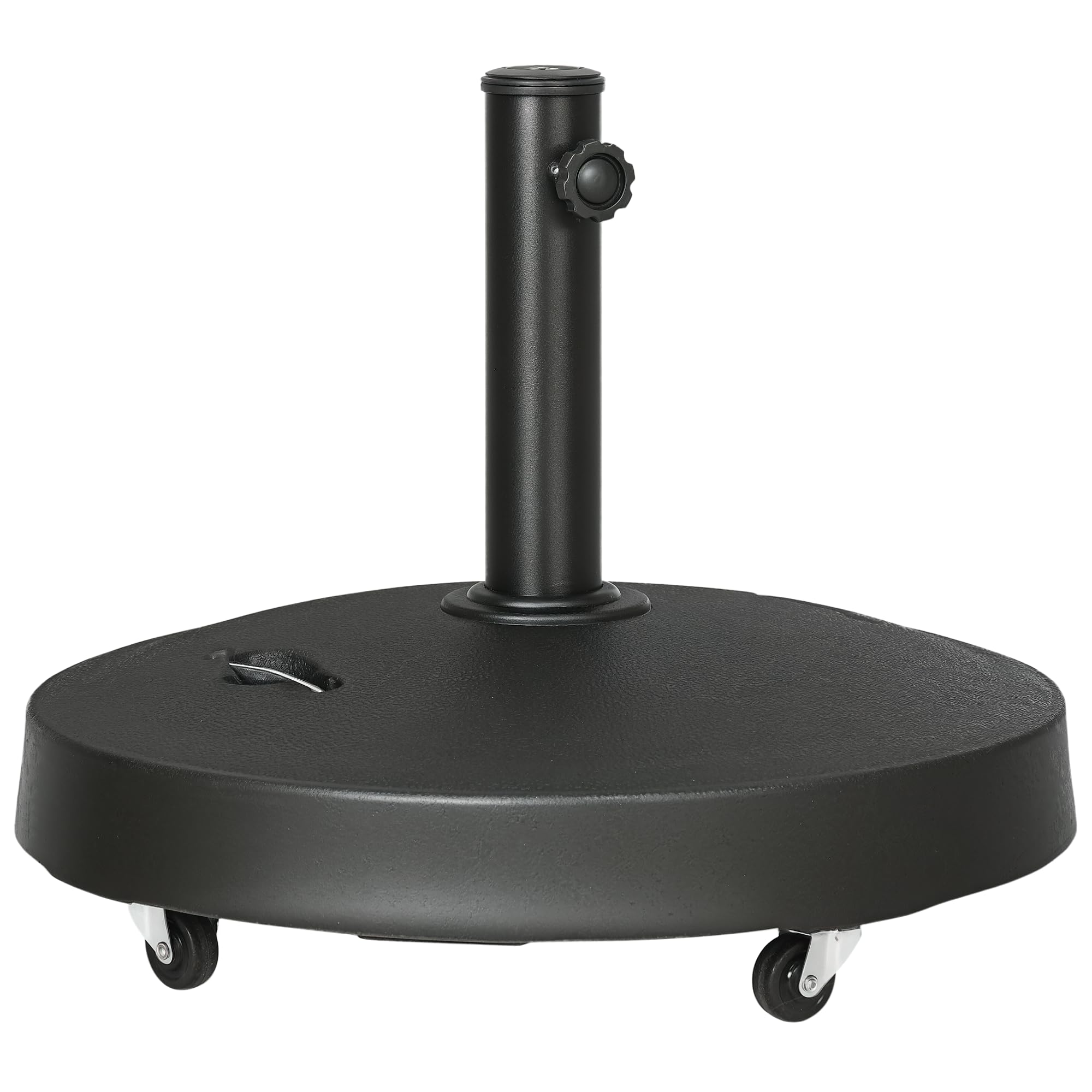 Outsunny Pied de Parasol Rond Base de Parasol de Jardin 25 KG avec roulettes et poignées rétractables en résine tressée Ø 53 x 41 cm Noir