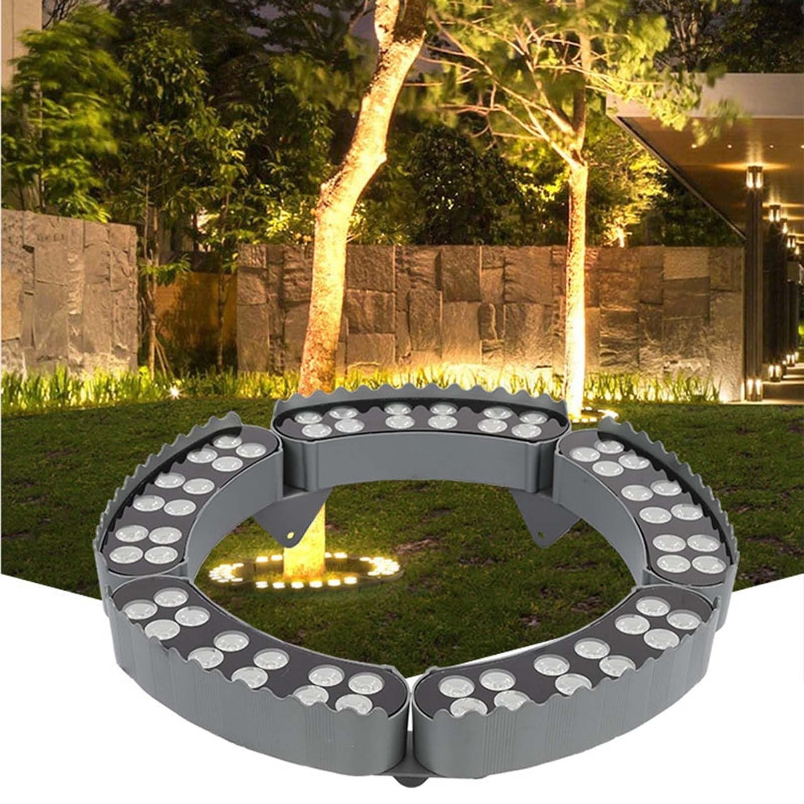 Luz LED De Anillo Para Árbol - Iluminación Colorida Para Jardín Al Aire Libre RGB De 24V/220V, Foco Exterior Impermeable IP65, Lámpara De Paisaje Para Patio Jardín(Warm Light,24W(220V))