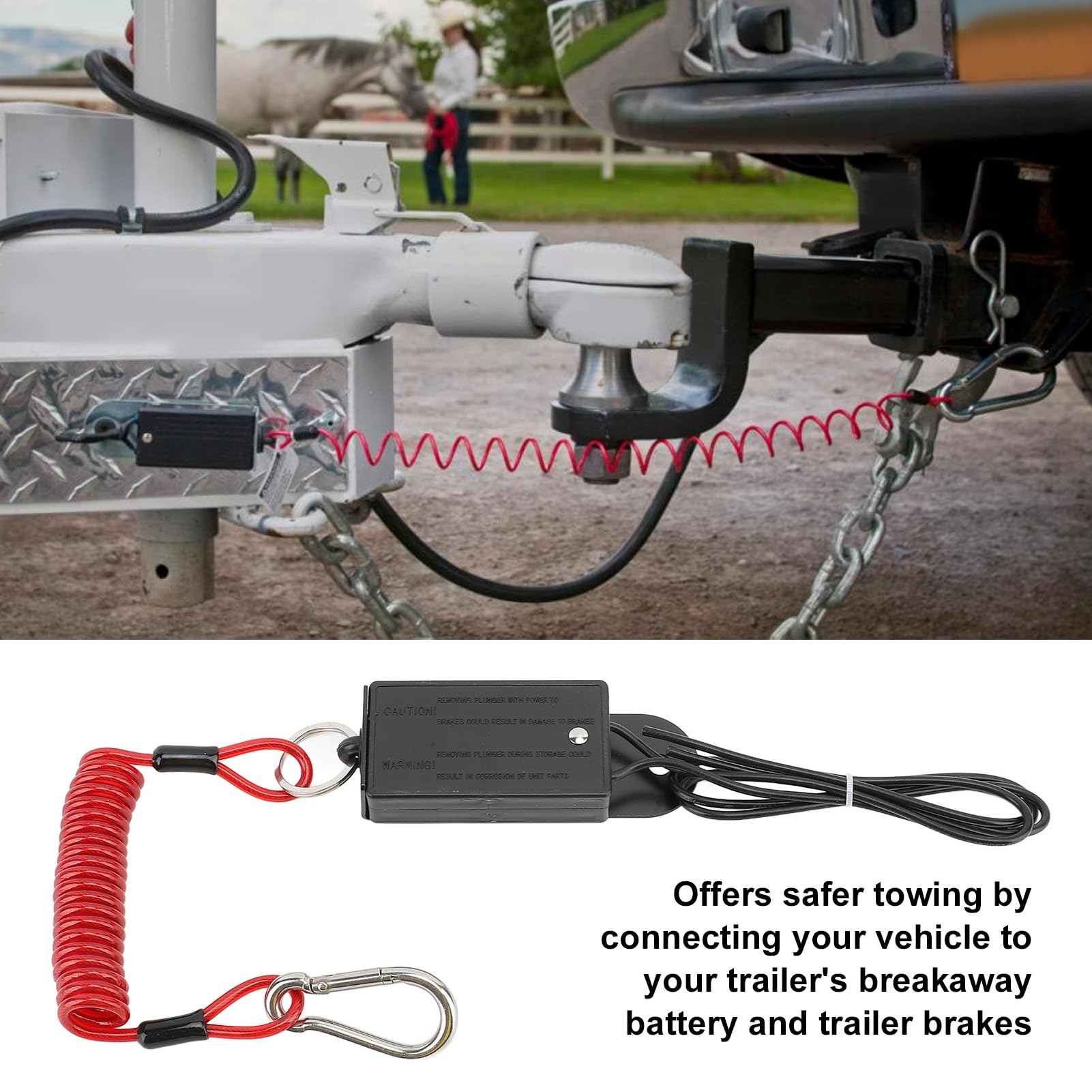 Trailer Breakaway Switch Electric Brake Switch Intelligent Coiled Cable Design Promotes Safer Towing for RV Trailer ABS Material with 4ft Breakaway Coiled Cable