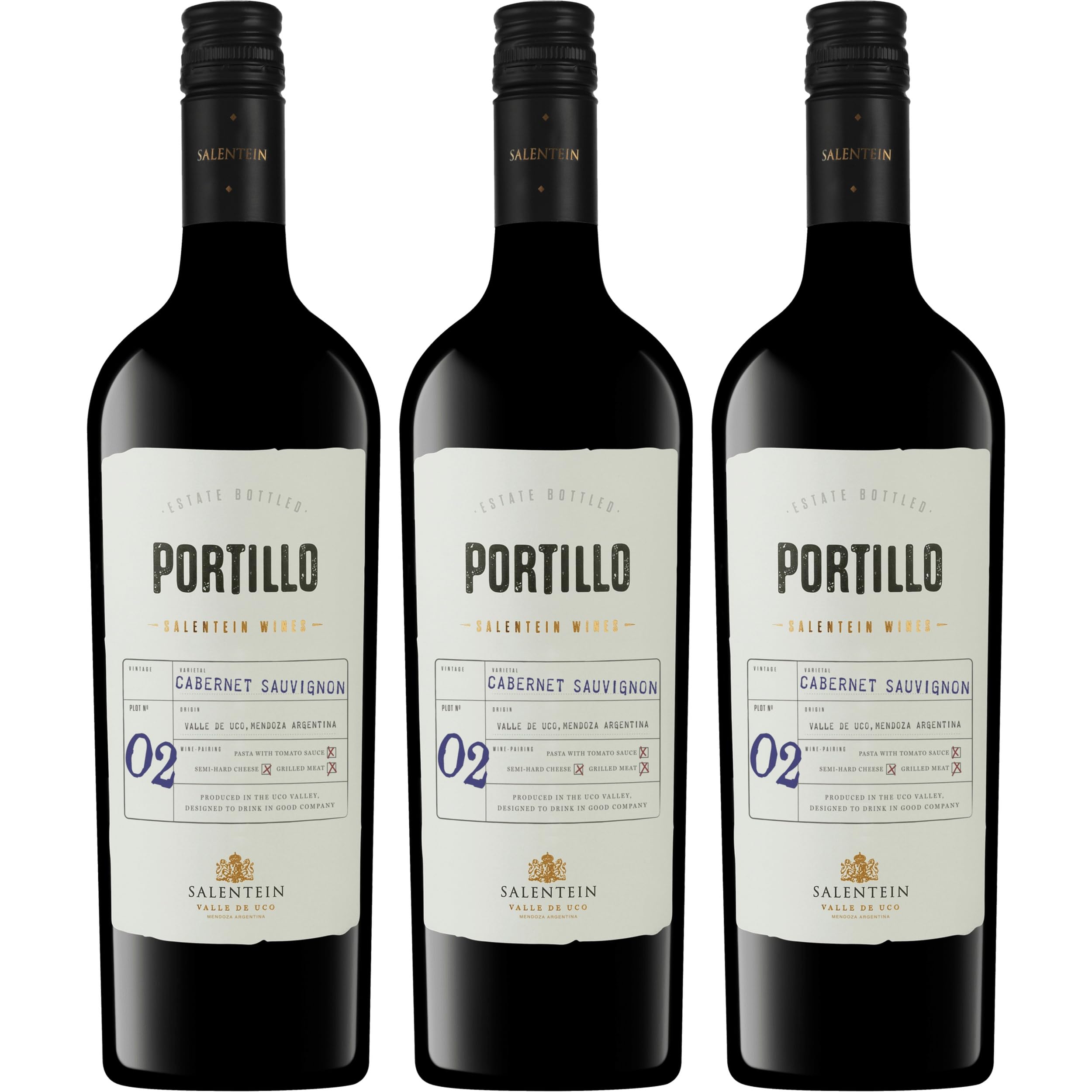 Portillo Bodegas Salentein Portillo Cabernet Sauvignon Rotwein Rot Trocken Argentinien inkl. FeinWert E-Book (3 x 0.75 l)