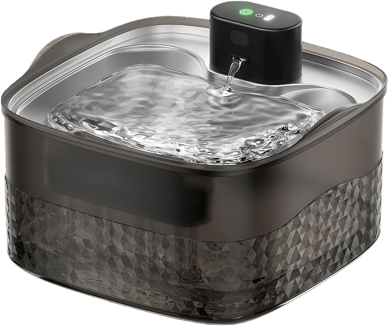 Water Ensuring Pet Fountain for Cats USB Powered Transparents Black with Smart Flows Large Tanks Quiet Operations Easy to Disassemble Quiet Pet Fountain