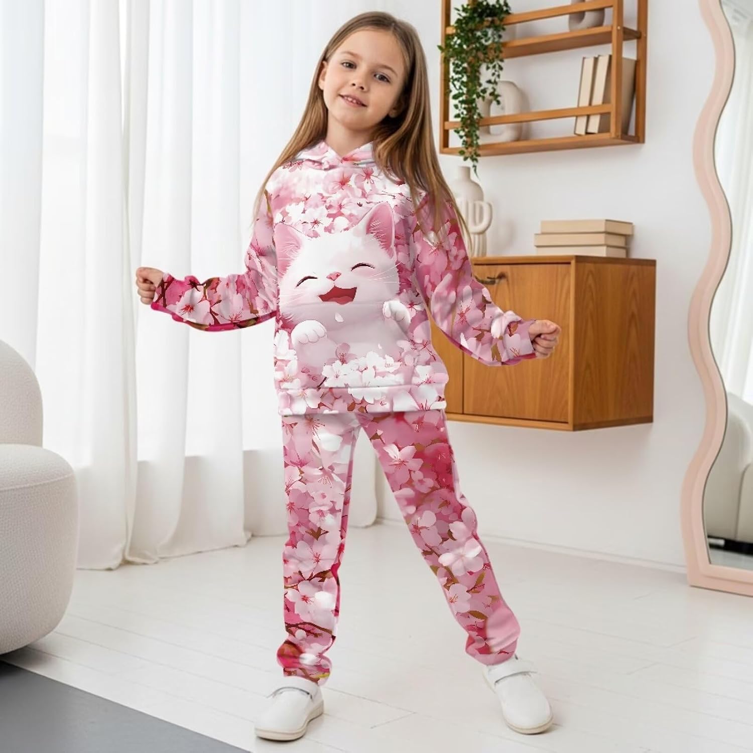 Pensura 2 Pack Long Sleeve Pullover Hoodie and Jogger Pants for Boys Girls, Kids Youth Matching Set