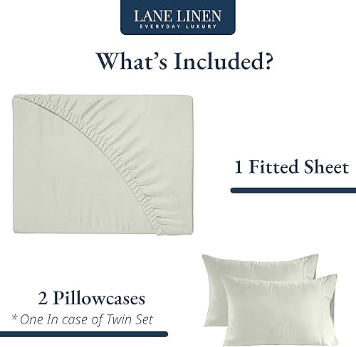 Miniatura 2 de Juego de 3 piezas con sábana bajera de tamaño king 100% algodón orgánico y 2 fundas de almohada, en tejido de percal ultra suave, transpirable, con