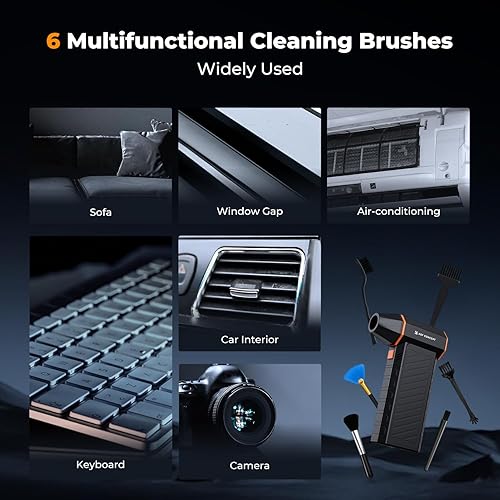 Miniatura 7 de K&F Concept Plumero magnético 2 en 1 de aire comprimido, plumero de aire eléctrico | Aspirador de 300000 RPM | 3 engranajes | Potencia eólica |