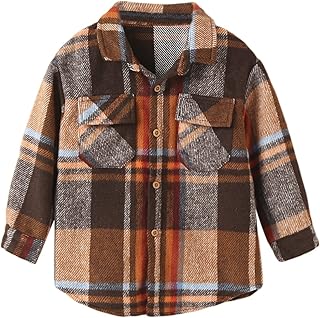 HZPHQY Boys,Clothing,Tops, T-Shirts & Shirts,Button-Down Shirts HZPHQY Toddler Baby Boys Girls Shirt Button Down Checked Long Sleeve Lapel Top Plaid Blouse Christmas Outfit Clothes