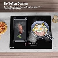 Vista 2 de COVERCOOK Sartén para plancha, placa caliente de hierro fundido, parrilla rectangular con superficie plana para estufa eléctrica y placa