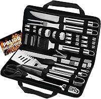 POLIGO 29-Piece Stainless Steel BBQ Grill Tools Set with Case - Complete Grilling Accessories for Camping, Gifts for Dad, Men, Father's Day