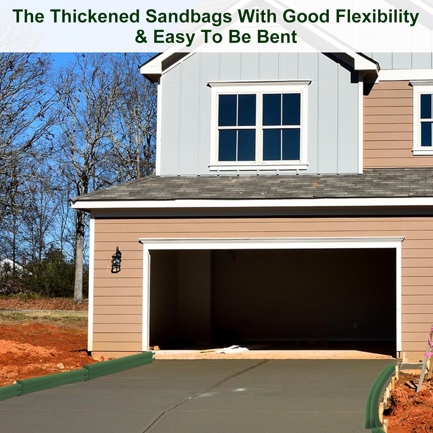 PATIKIL 5' x 6" Sand Bag for Flooding, 6 Pack Long Canvas Sandbags Thickened Water barriers for Flooding with Binding Elastic Band for Door Flood Control, Green