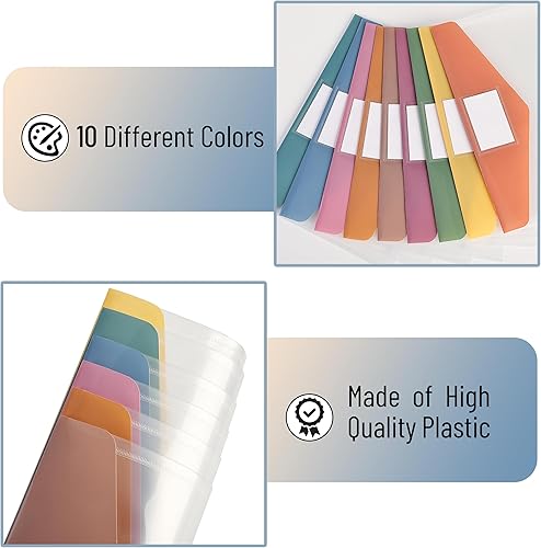 Miniatura 5 de Mr. Pen - Sobres de plástico transparente, paquete de 10, tamaño A4, tamaño carta, coloridas carpetas transparentes para documentos, sobres