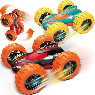 Car Toys for Ages 3-5 Boys, Push and Go Monster Truck Toys for 3 4 5 Year Old Kids, Double-Sided 360° Flip Stunt Car Baby Toy, Sturdy 4WD Cars Toddler Boy Toy, Christmas Birthday Gifts for Boys Girls