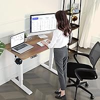 Vista 2 de Escritorio eléctrico de altura ajustable de 48 x 24 pulgadas, escritorio de pie con estación de carga, 2 puertos USB, 3 tomas de corriente