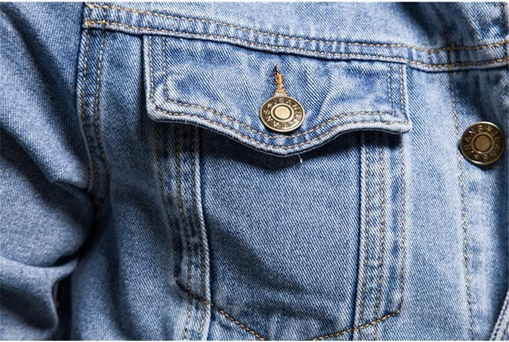 Denim Jacket Men Autumn Casual Solid Streetwear Mens Cowboy Jackets Fashion Multi-Pockets Jeans Coats (Colour: Dark Blue Size: M Code) (Light Blue M Code)