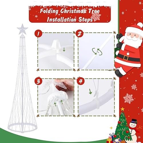 Miniatura 10 de Chonsun Árbol de Navidad blanco pequeño de acrílico con luces blancas cálidas, mini árbol de Navidad de mesa para fiestas de vacaciones, accesorios